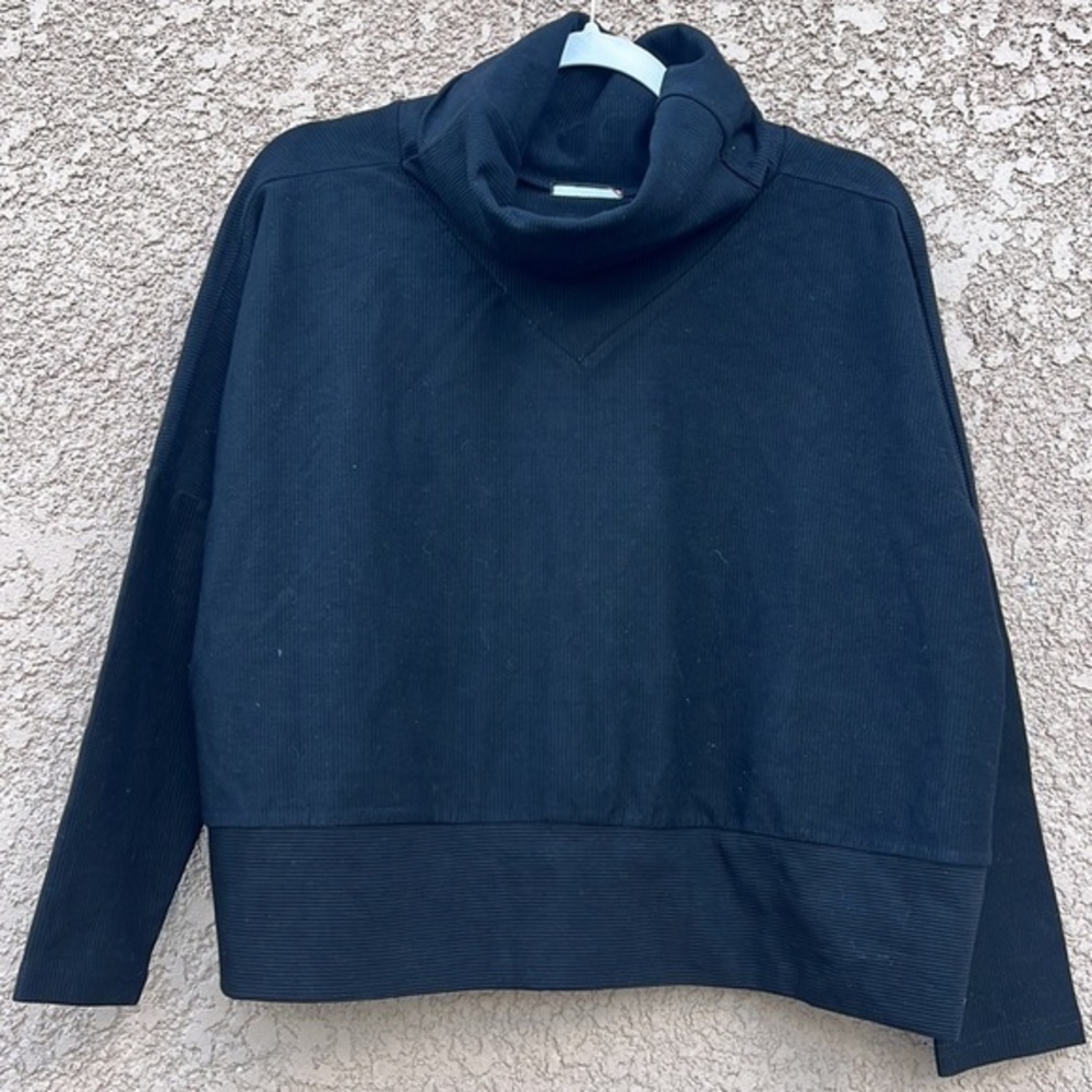 Tuckernuck Womens Black Rollins Funnel Neck Sweatshirt Puller Turtleneck Shirt S
